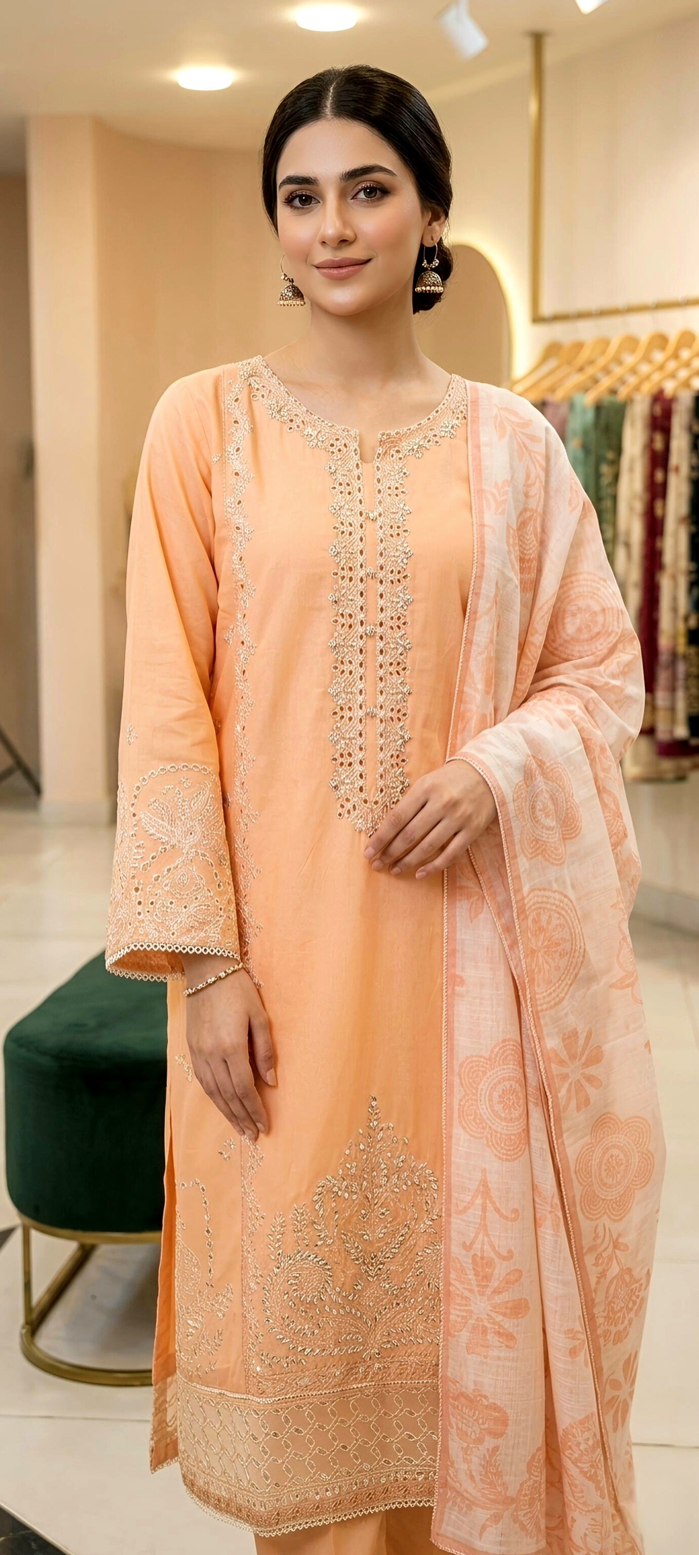 3Pcs Lawn Chicken Kari Casual Wear