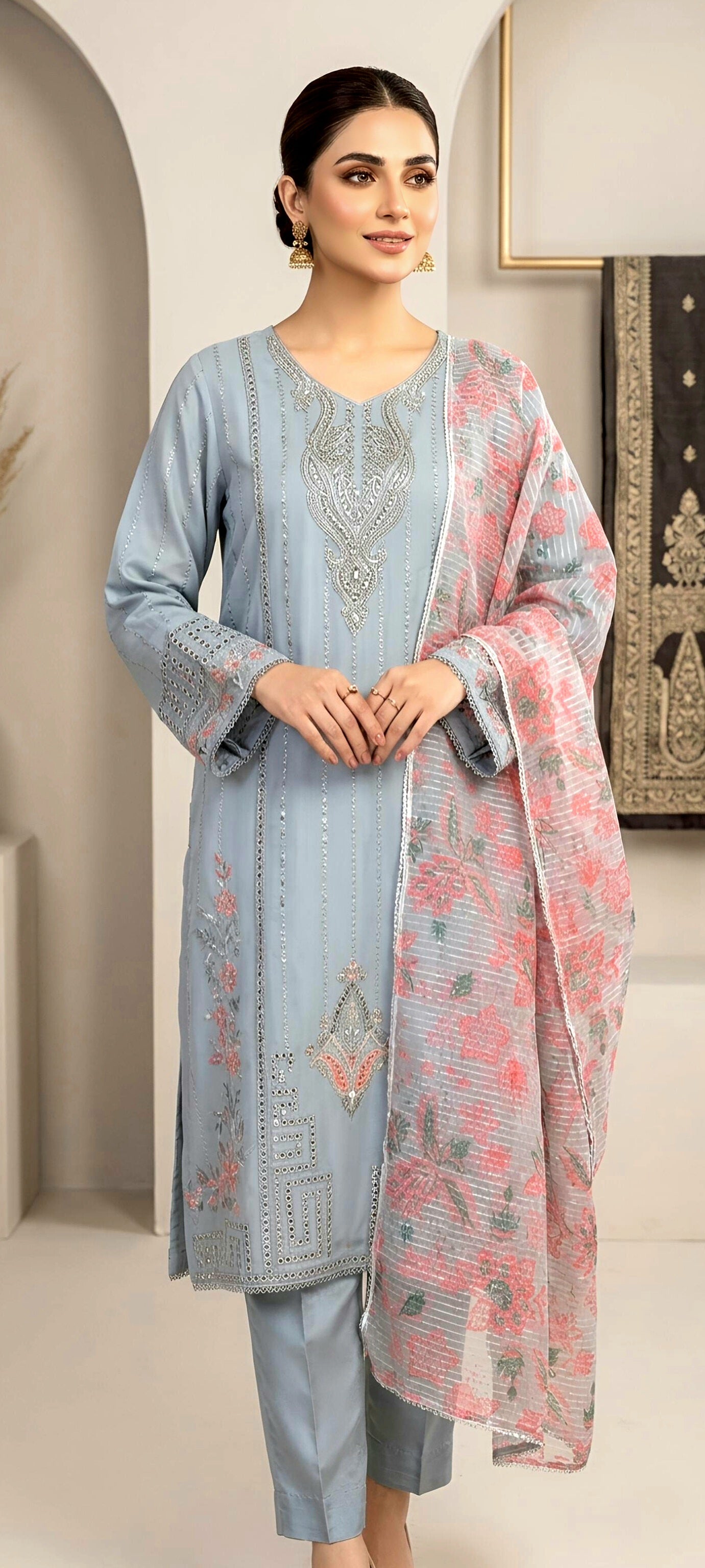3Pcs Long Shirt Causal/Fancy Wear
