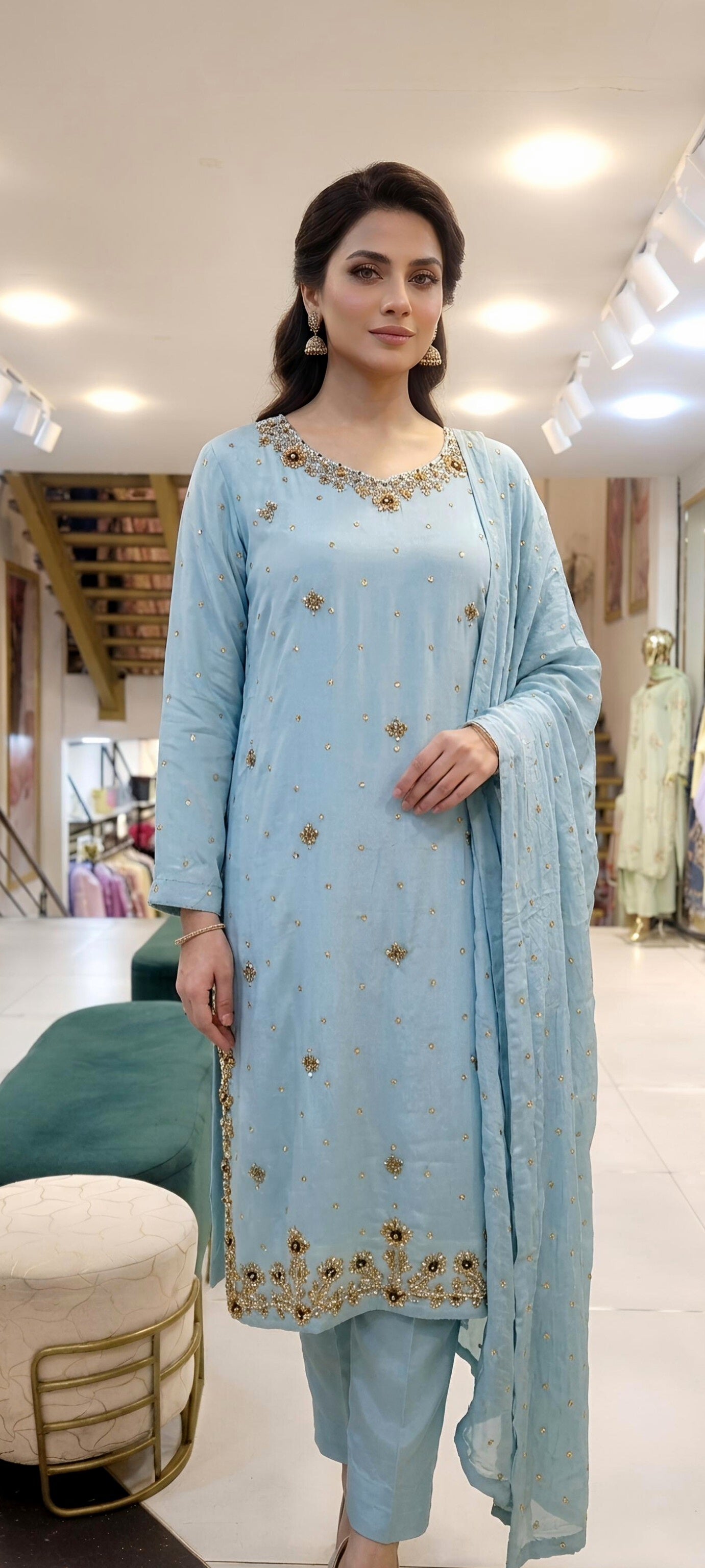 3Pcs Tassal Silk Long Shirt Casual/Fancy Wear