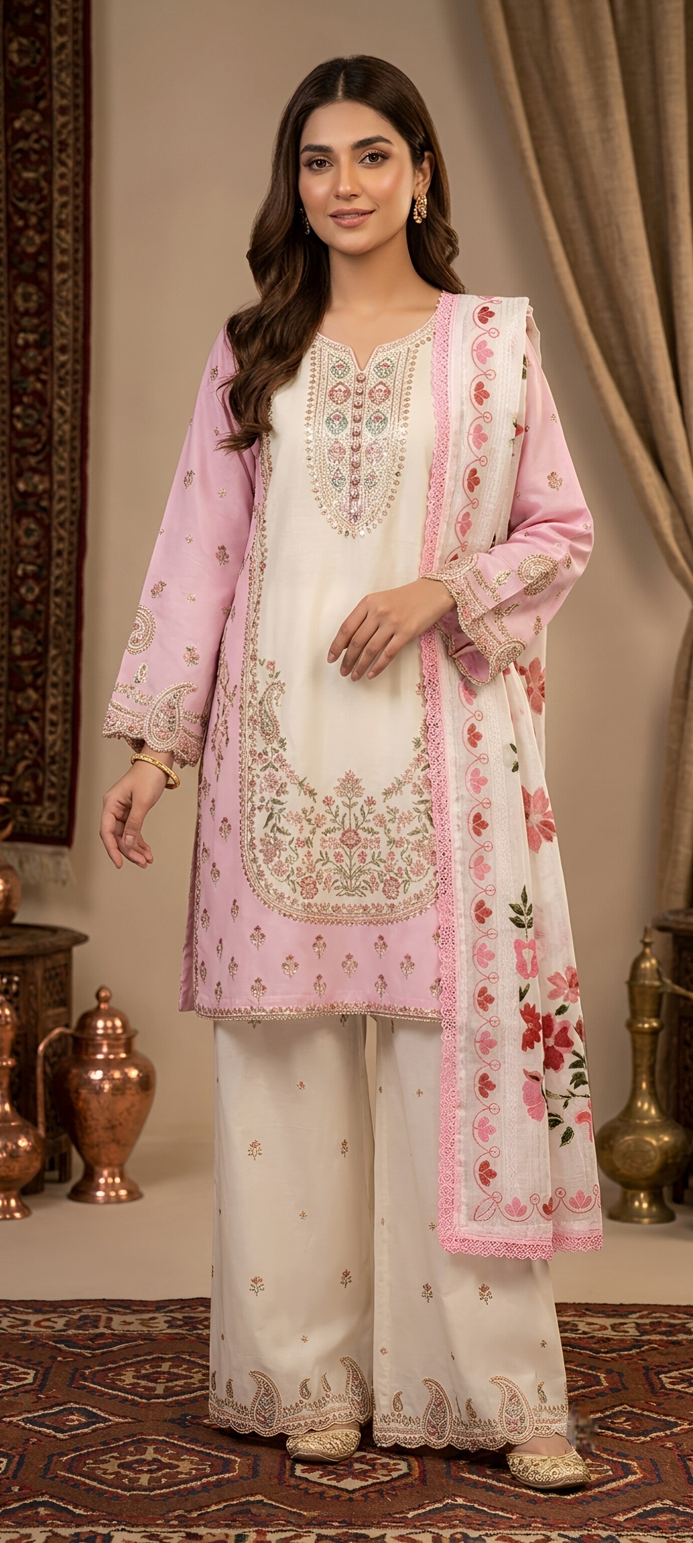 Short Shirt with Palazzo Lawn